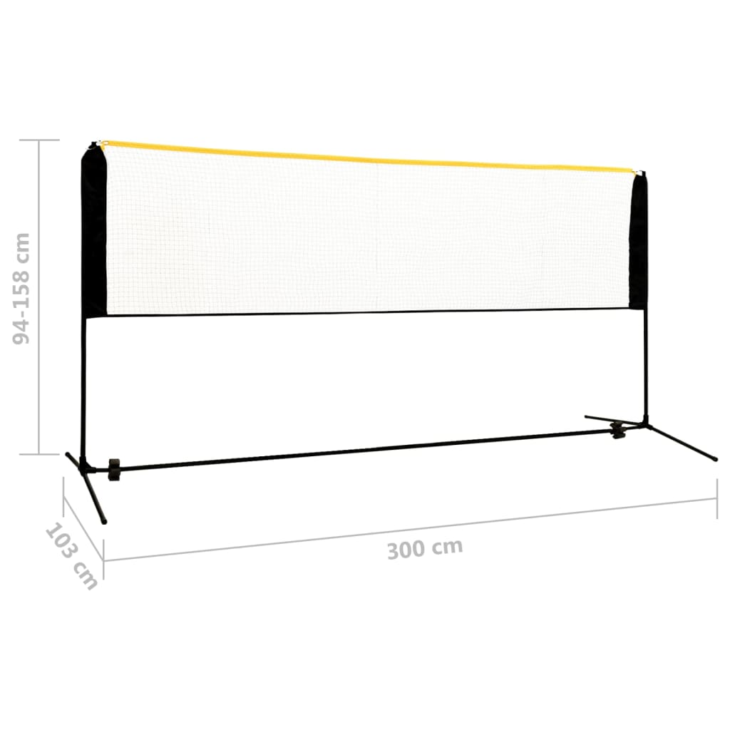 Filet de badminton réglable 300x103x94-158 cm métal