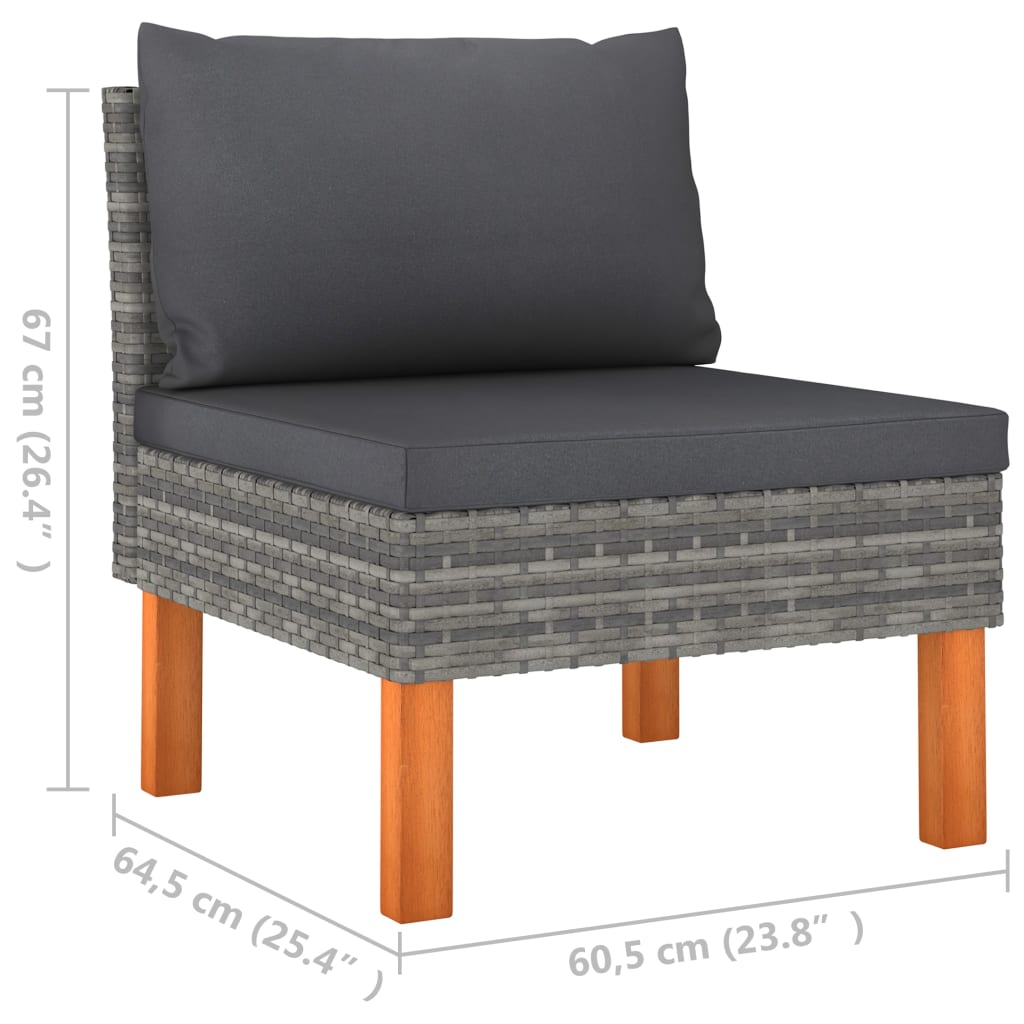 6-delige Loungeset poly rattan en eucalyptushout