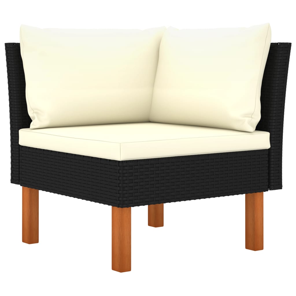 6-delige Loungeset poly rattan en eucalyptushout