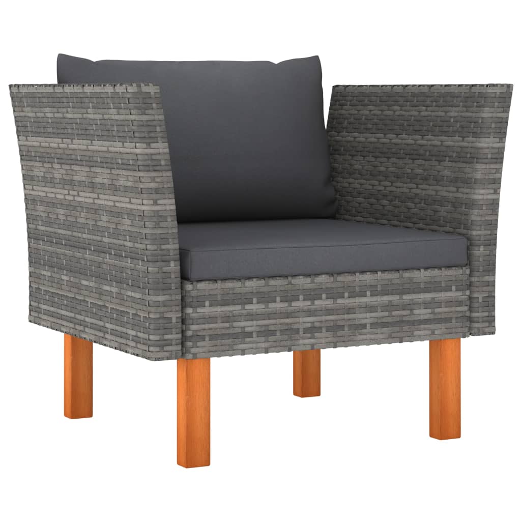 6-delige Loungeset poly rattan en eucalyptushout