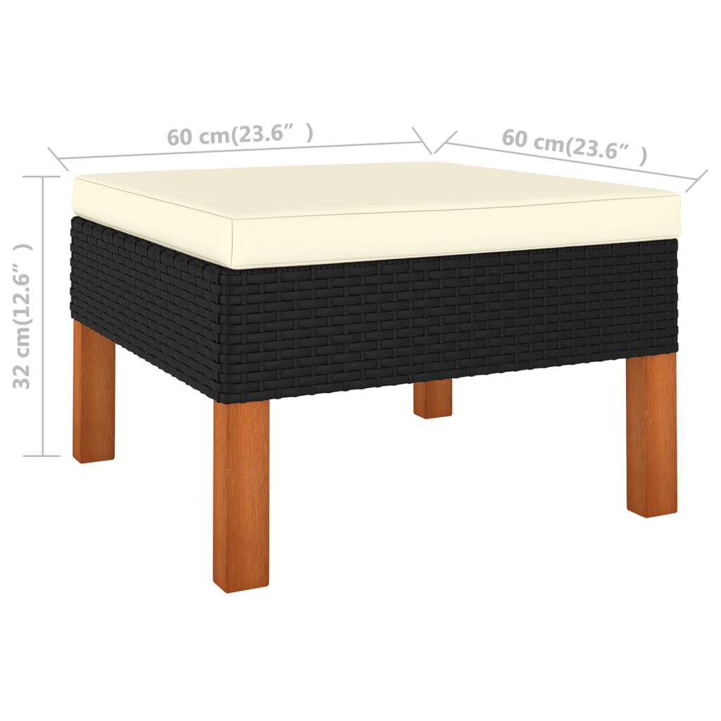 6-delige Loungeset poly rattan en eucalyptushout