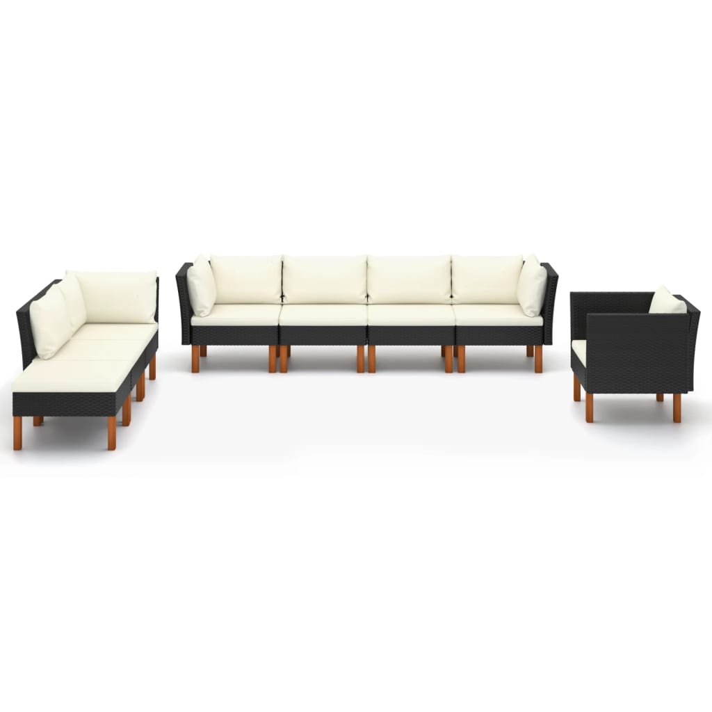 6-delige Loungeset poly rattan en eucalyptushout