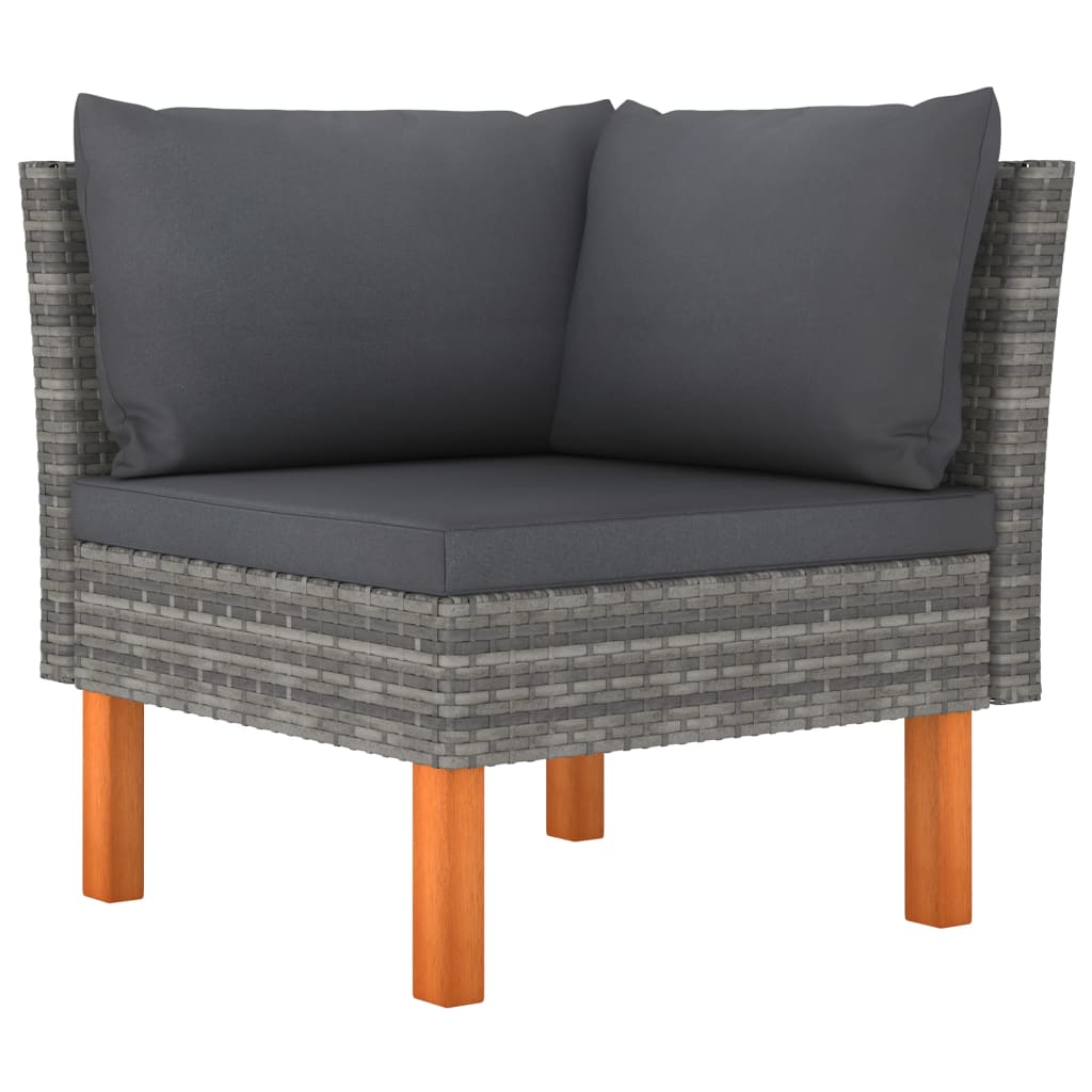 6-delige Loungeset poly rattan en eucalyptushout