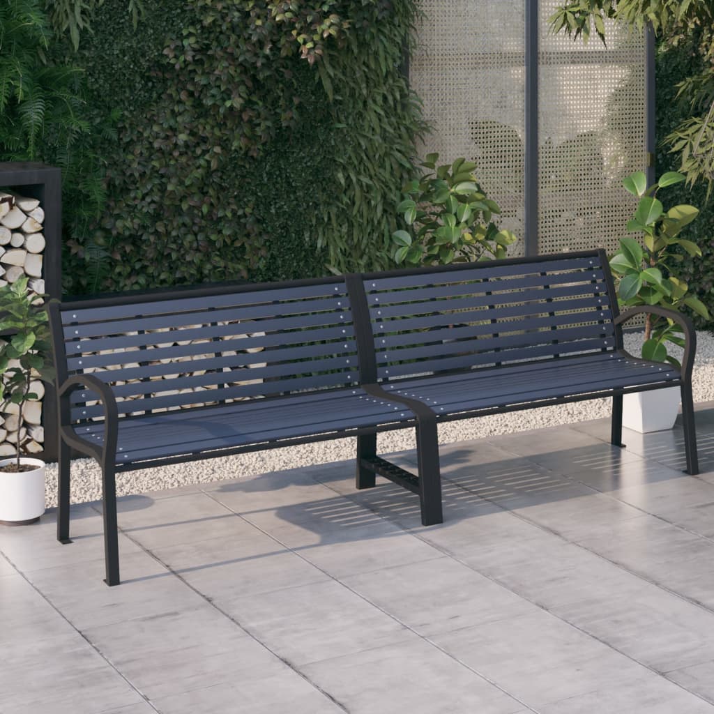 Banc de jardin 125 cm acier et HKC noir