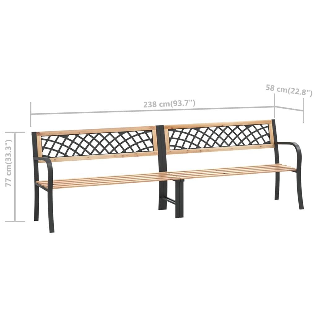 Banc de jardin double 238 cm Pin de Chine