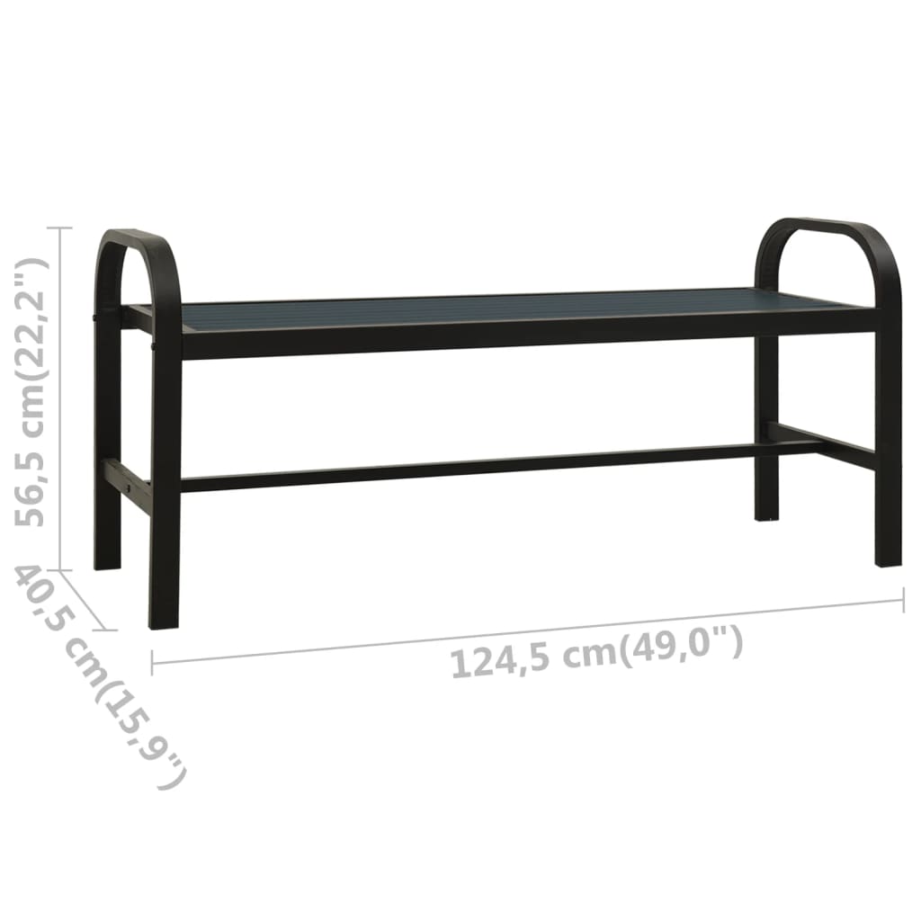 Banc de jardin 124,5 cm acier et HKC noir