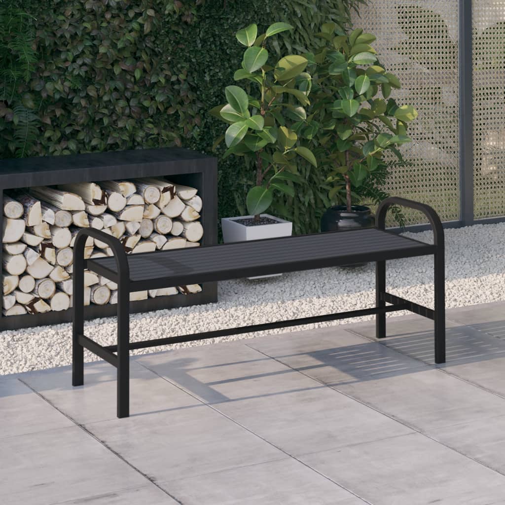 Banc de jardin 124,5 cm acier et HKC noir