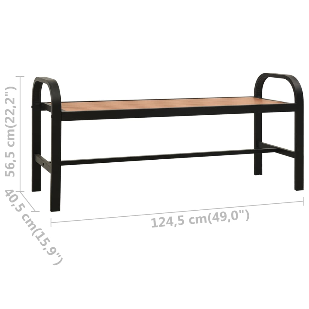 Banc de jardin 124,5 cm acier et HKC noir