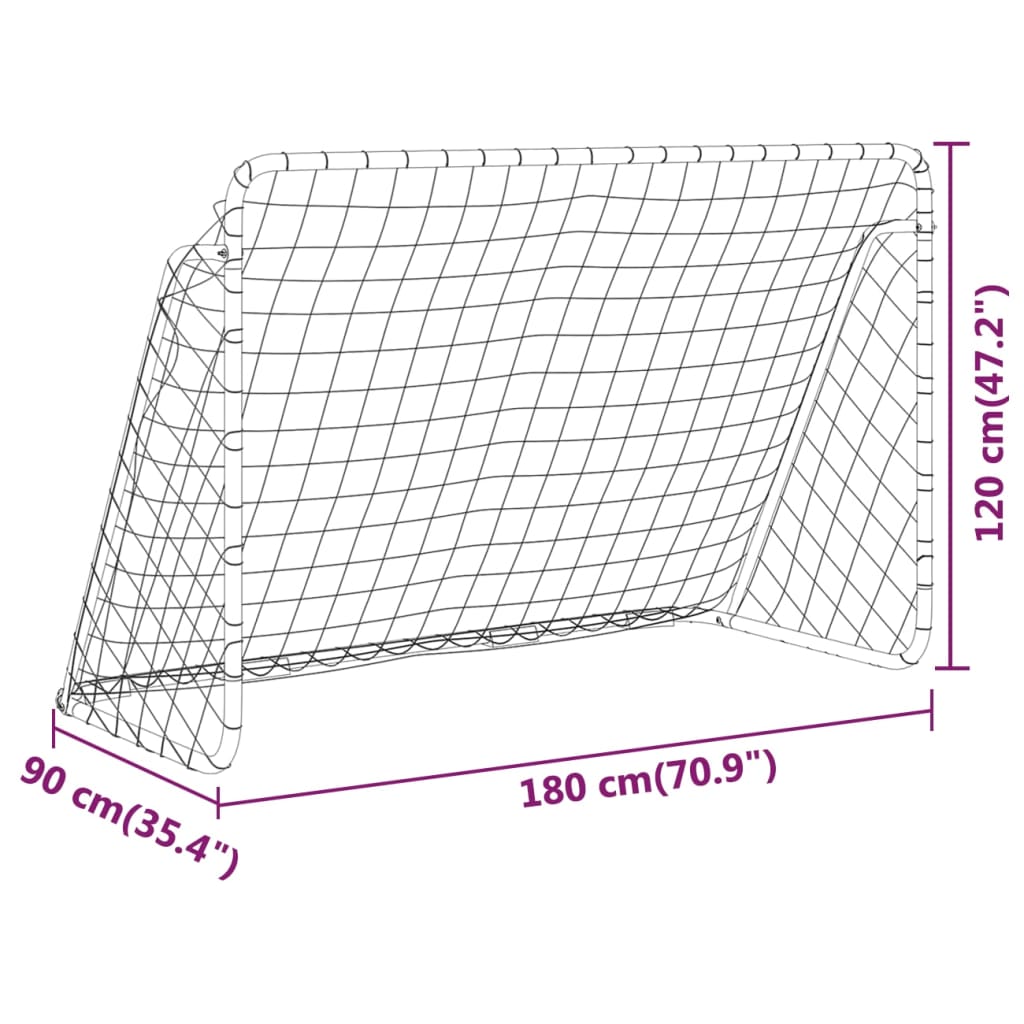 But de football avec filet 180x90x120 cm acier blanc