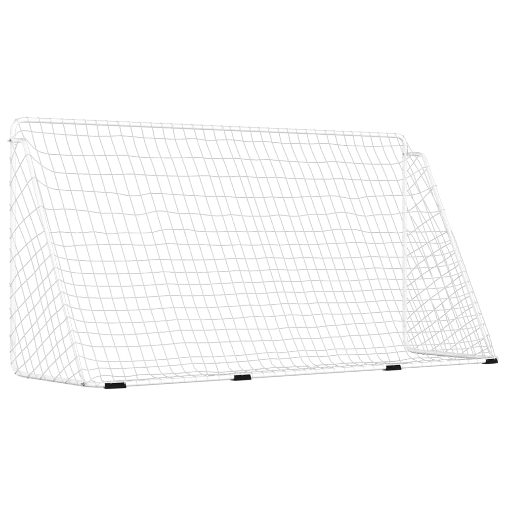 But de football avec filet 180x90x120 cm acier blanc