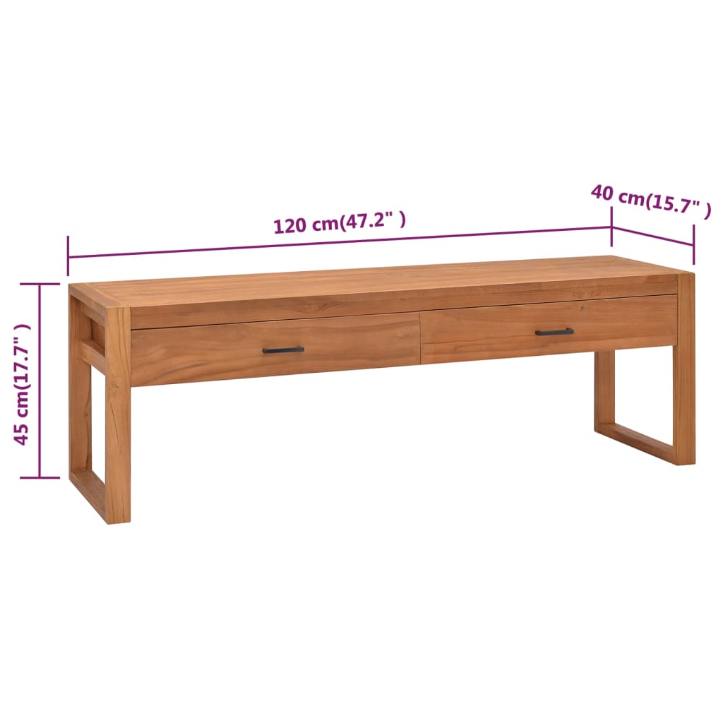 Meuble TV 120x40x45 cm teck massif