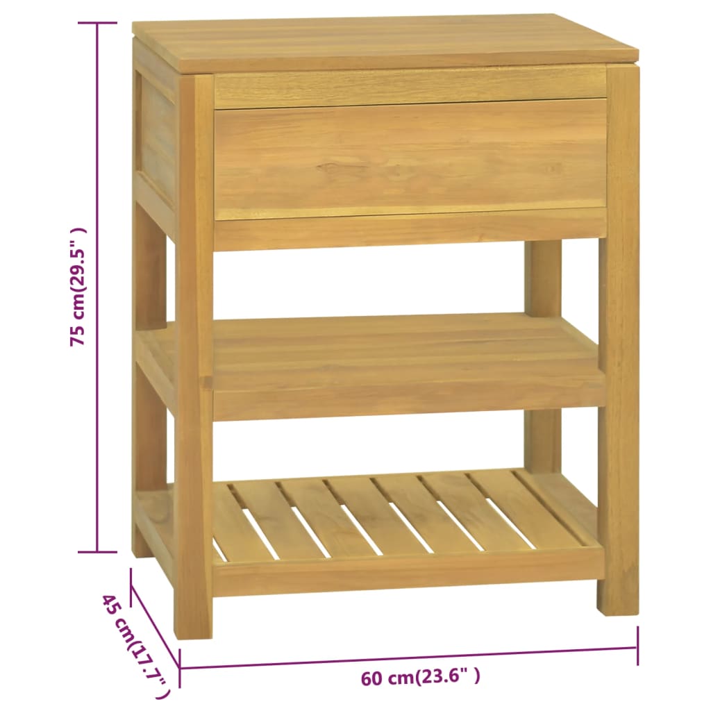 Meuble de salle de bain 60x45x75 cm teck massif