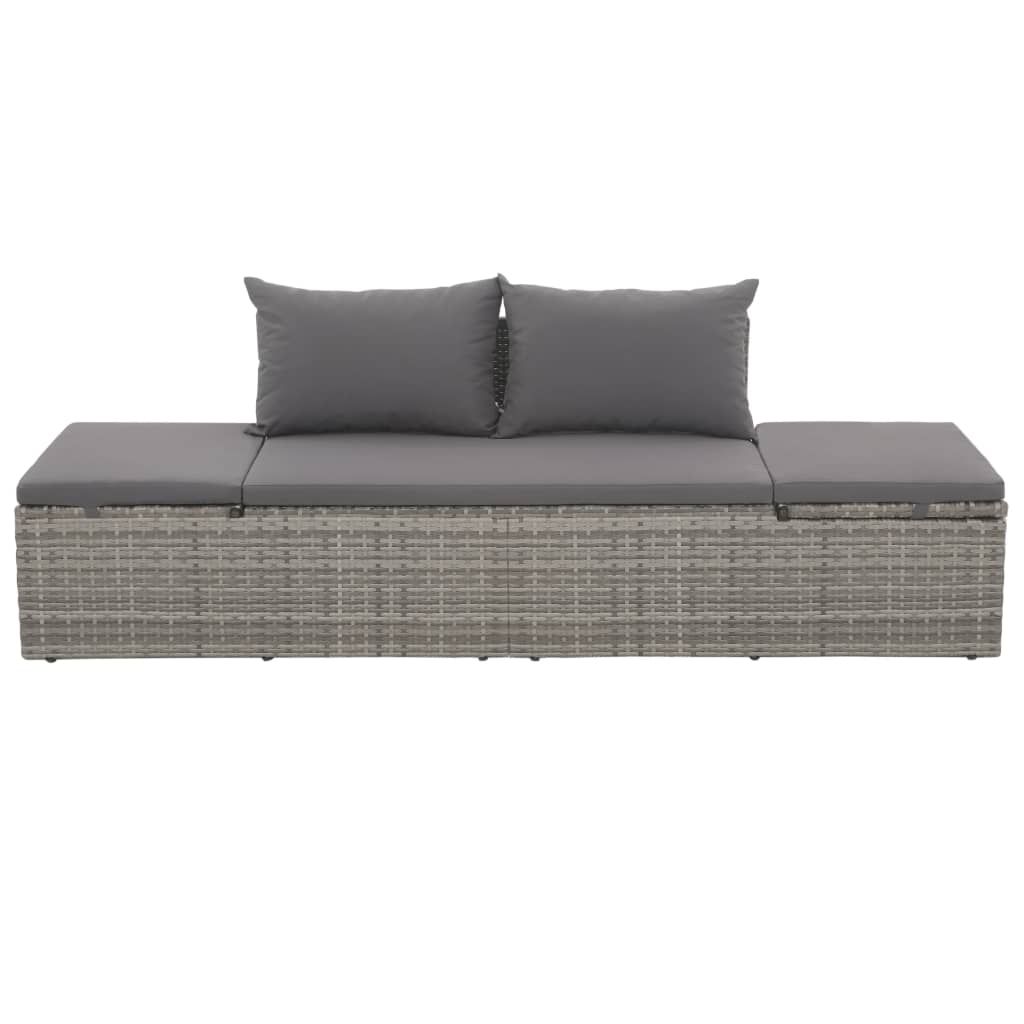 Loungebed met ligkussen en kussens poly rattan