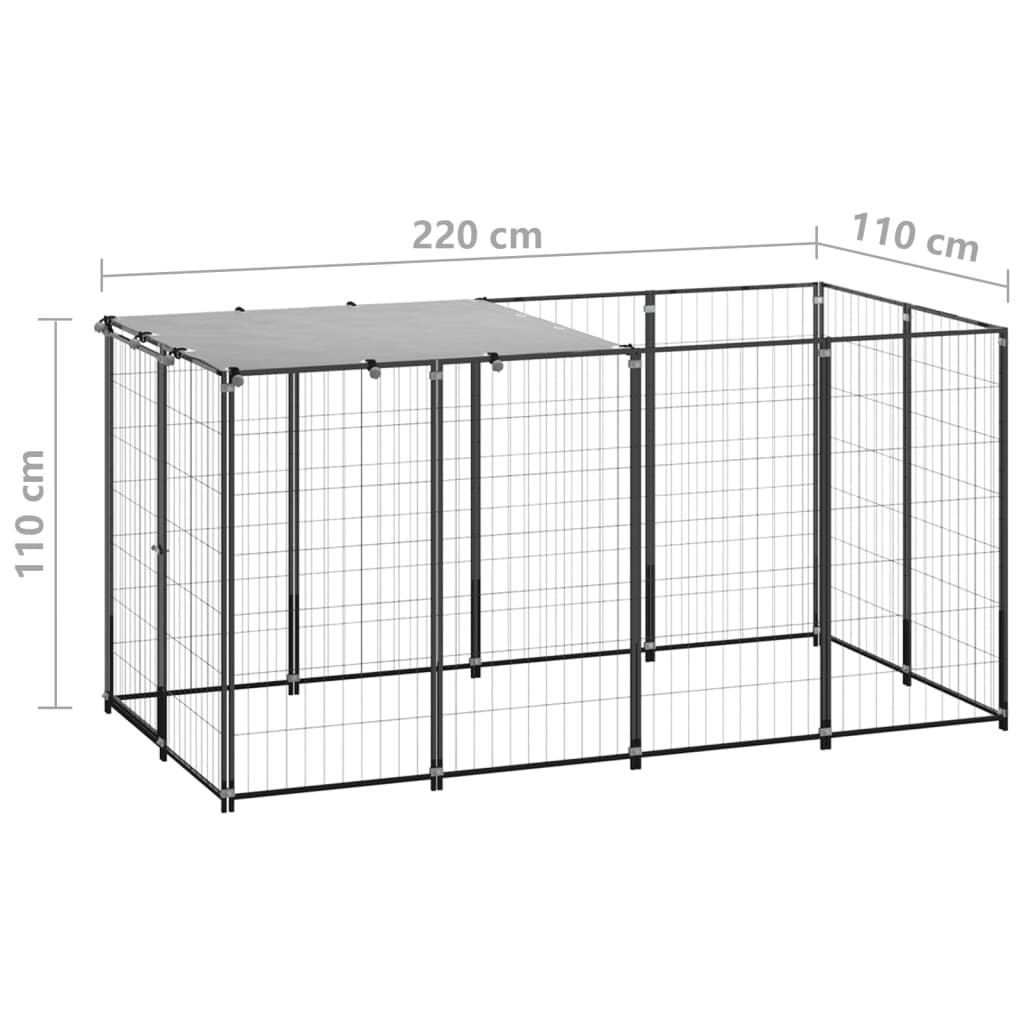 Hondenkennel 2,42 m² staal zilverkleurig