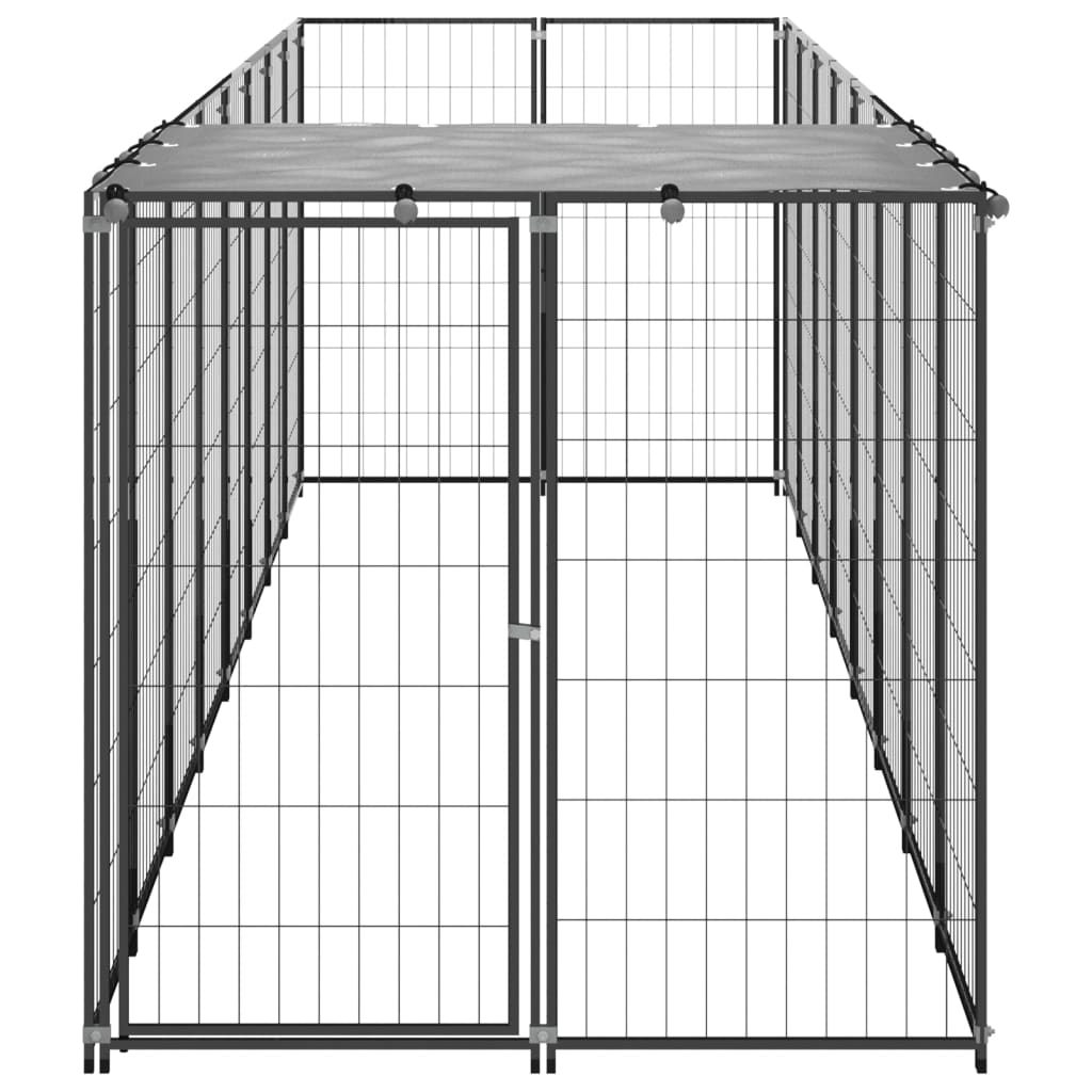 Hondenkennel 2,42 m² staal zilverkleurig