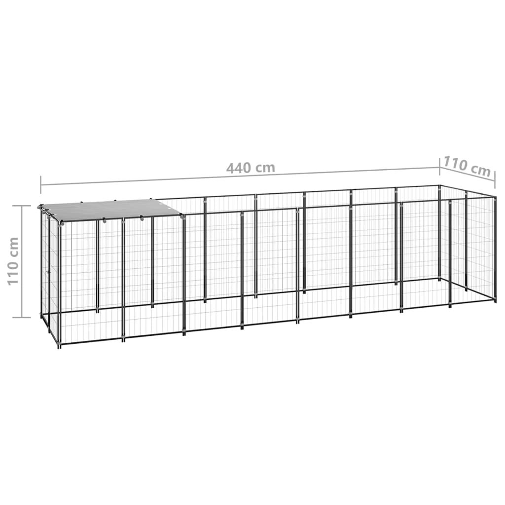 Hondenkennel 2,42 m² staal zilverkleurig