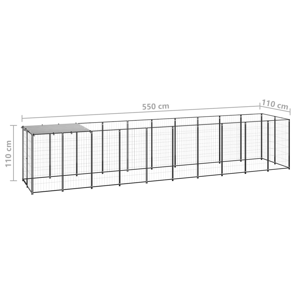 Hondenkennel 2,42 m² staal zilverkleurig