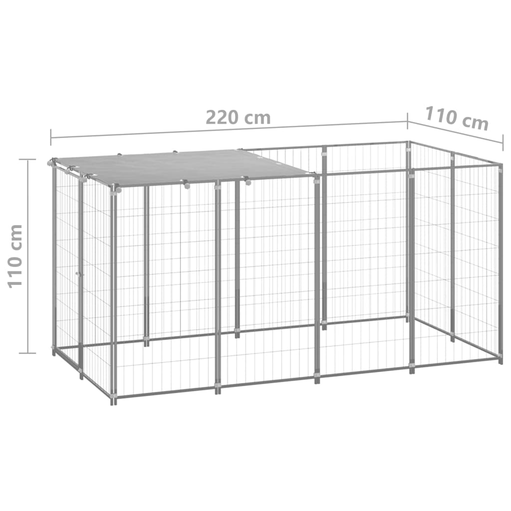 Niche pour chien 2,42 m² en acier argenté