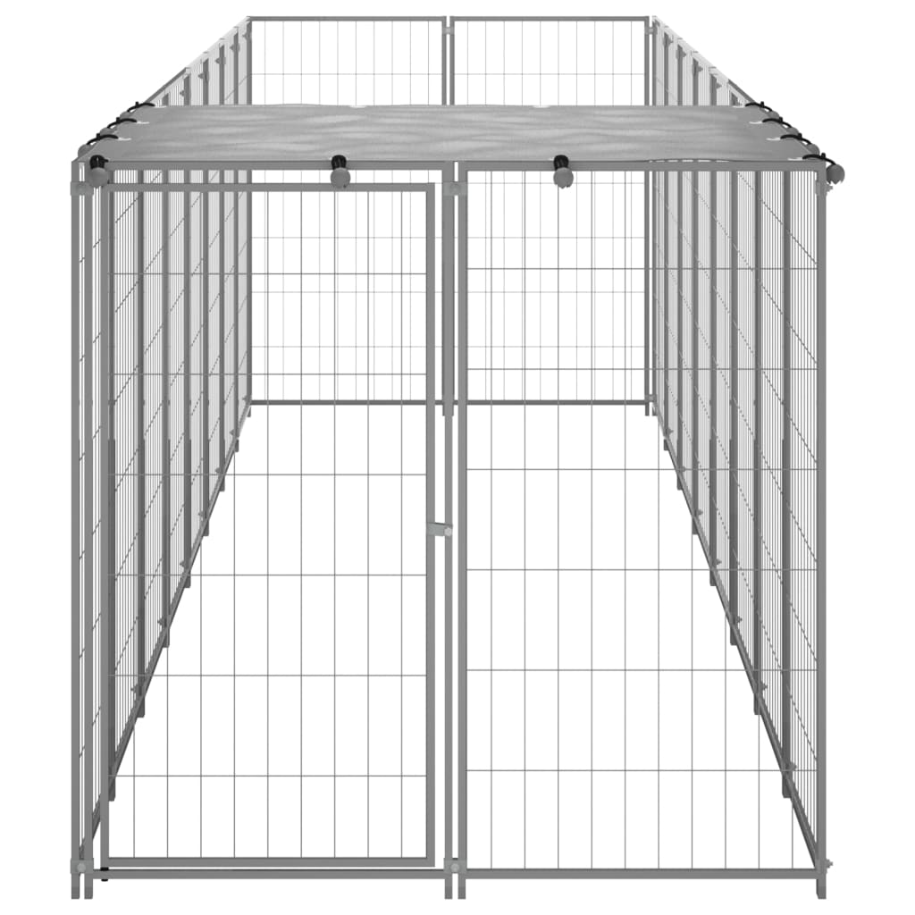 Hondenkennel 2,42 m² staal zilverkleurig