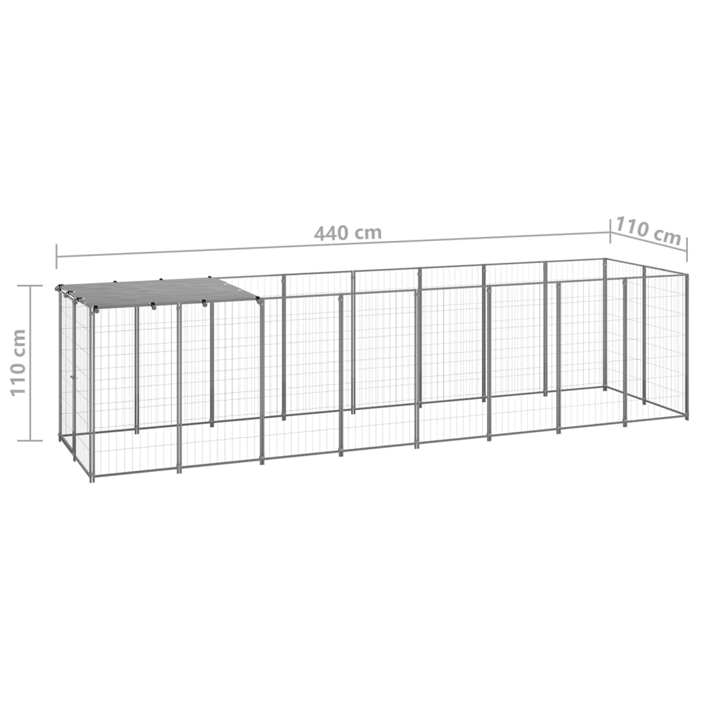 Hondenkennel 2,42 m² staal zilverkleurig