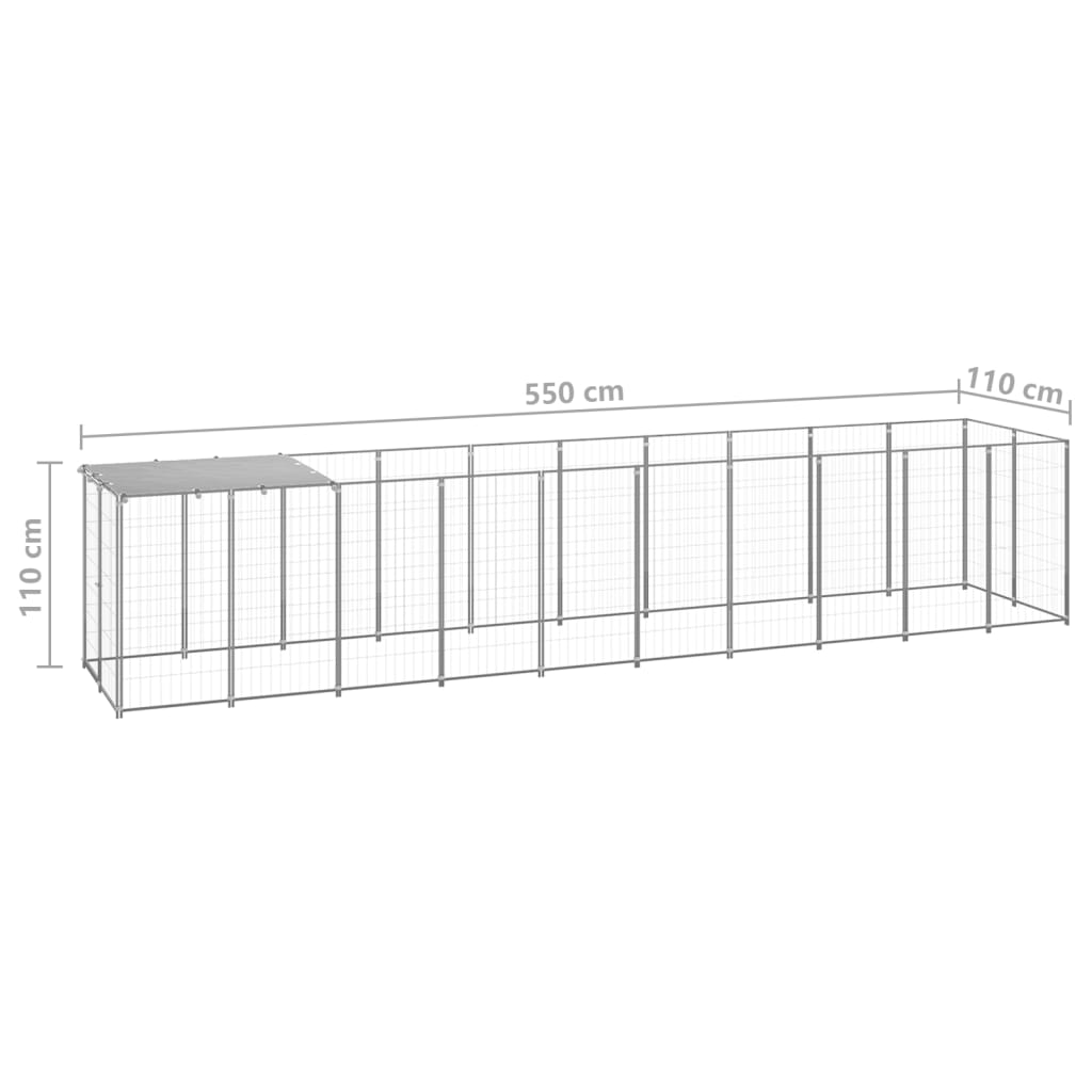 Hondenkennel 2,42 m² staal zilverkleurig