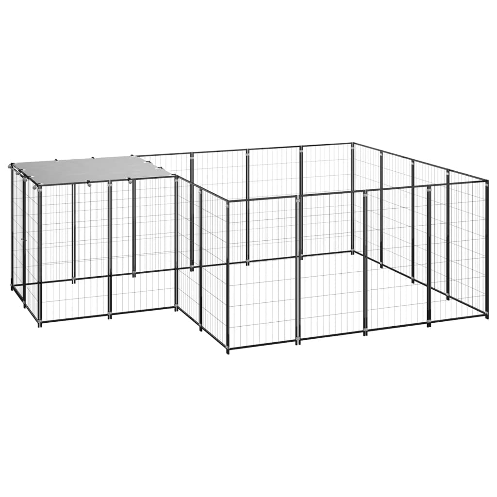 Hondenkennel 6,05 m² staal zilverkleurig