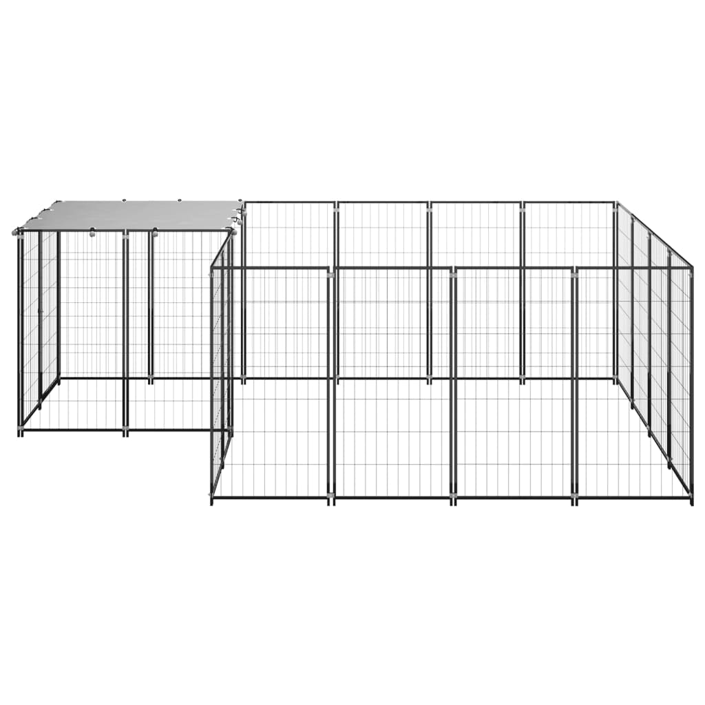 Hondenkennel 6,05 m² staal zilverkleurig