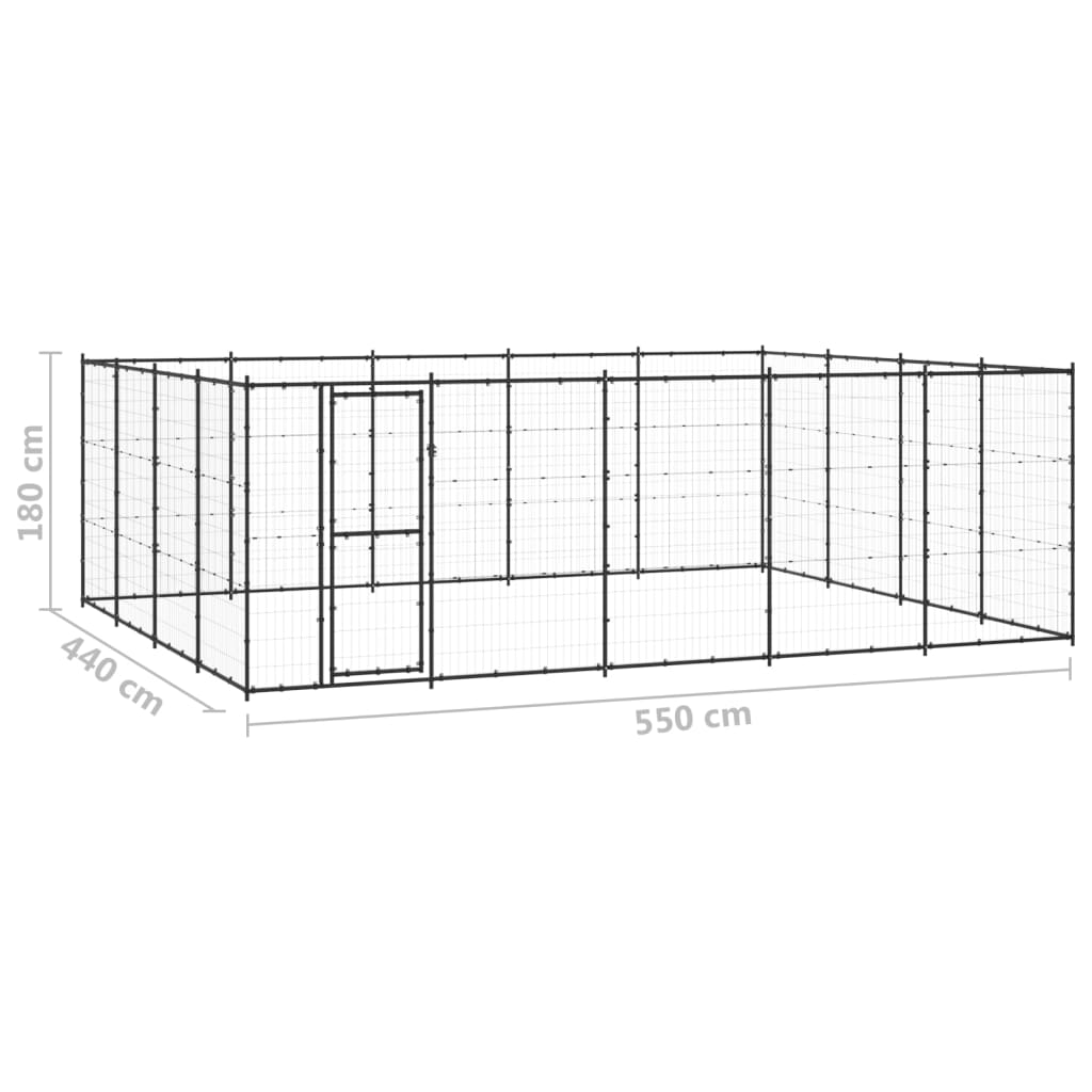 Hondenkennel 14,52 m² gegalvaniseerd staal