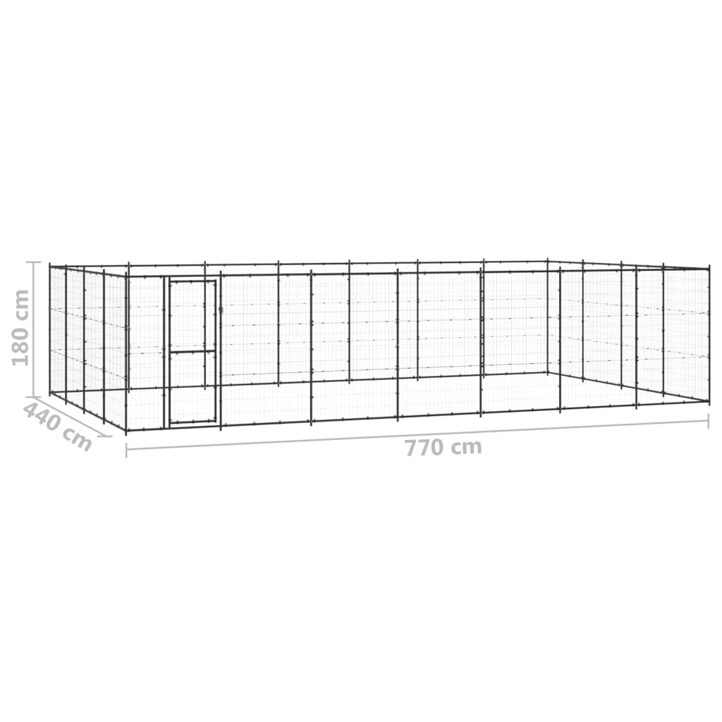 Hondenkennel 14,52 m² gegalvaniseerd staal