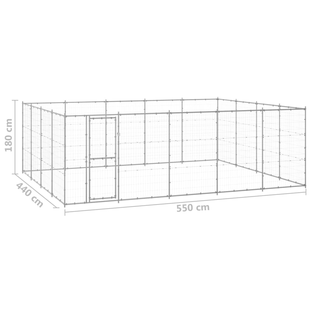 Hondenkennel 14,52 m² gegalvaniseerd staal