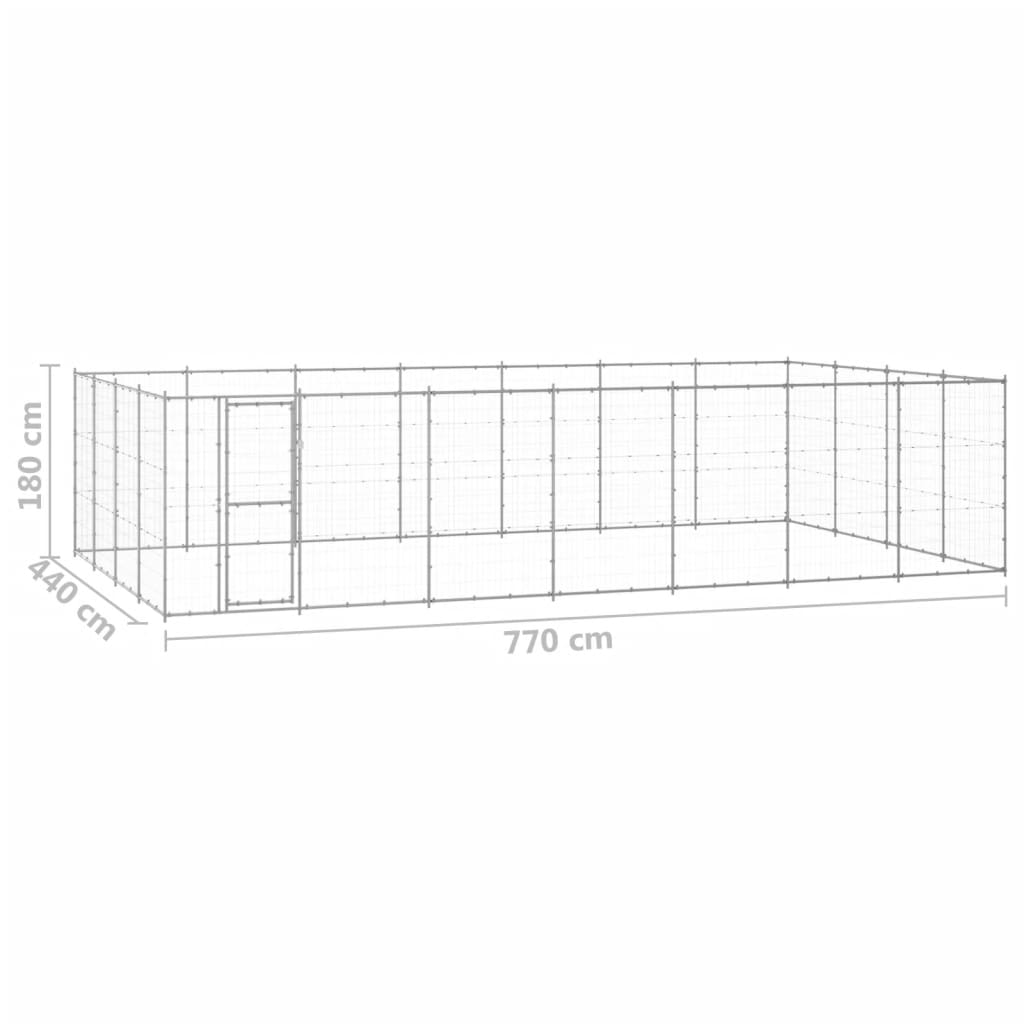 Hondenkennel 14,52 m² gegalvaniseerd staal