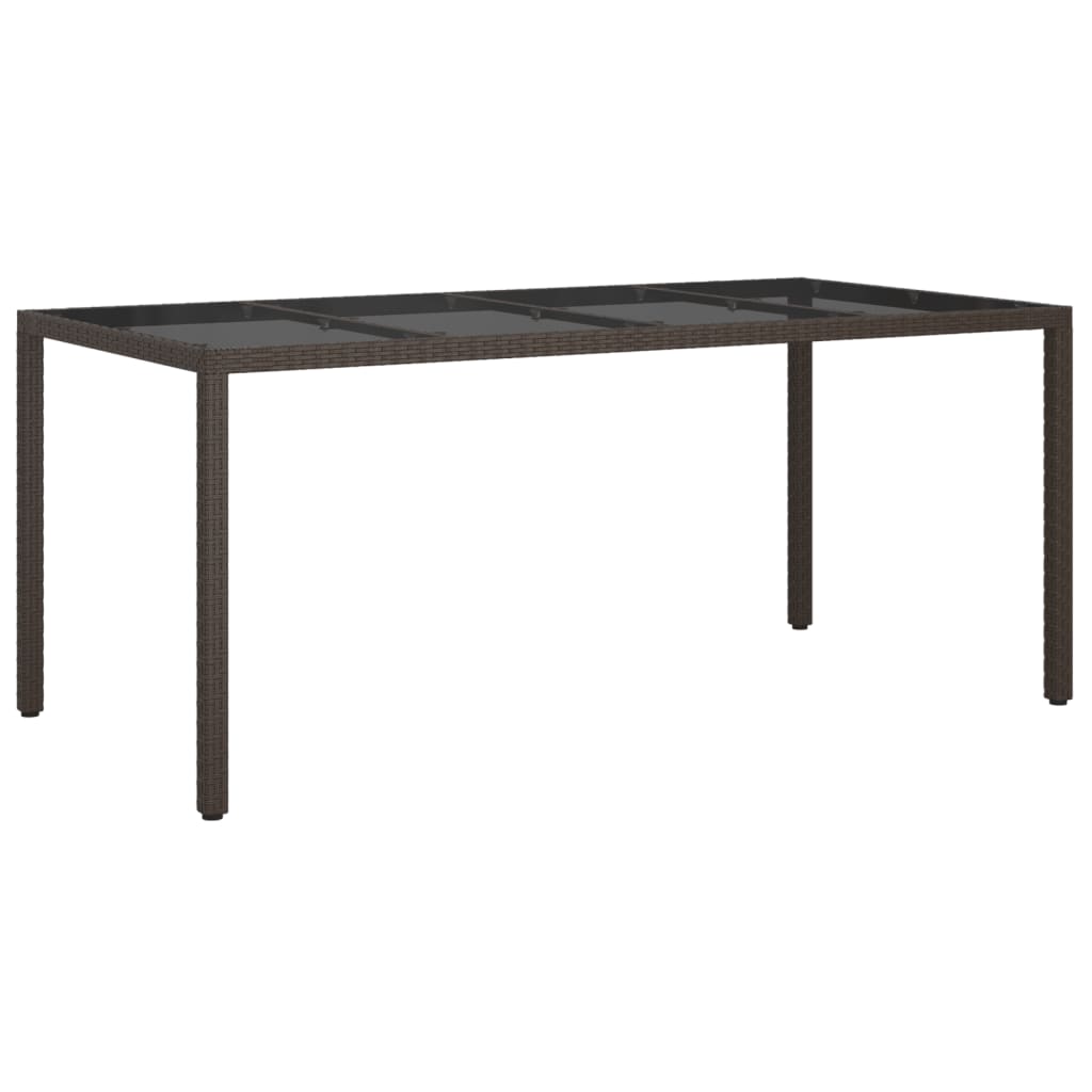 Tuintafel 190x90x75 cm gehard glas poly rattan black