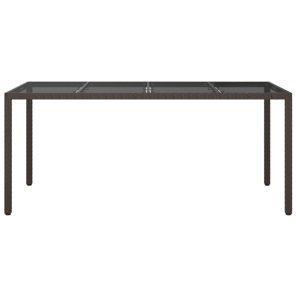 Table de jardin 190x90x75 cm verre trempé poly rotin noir