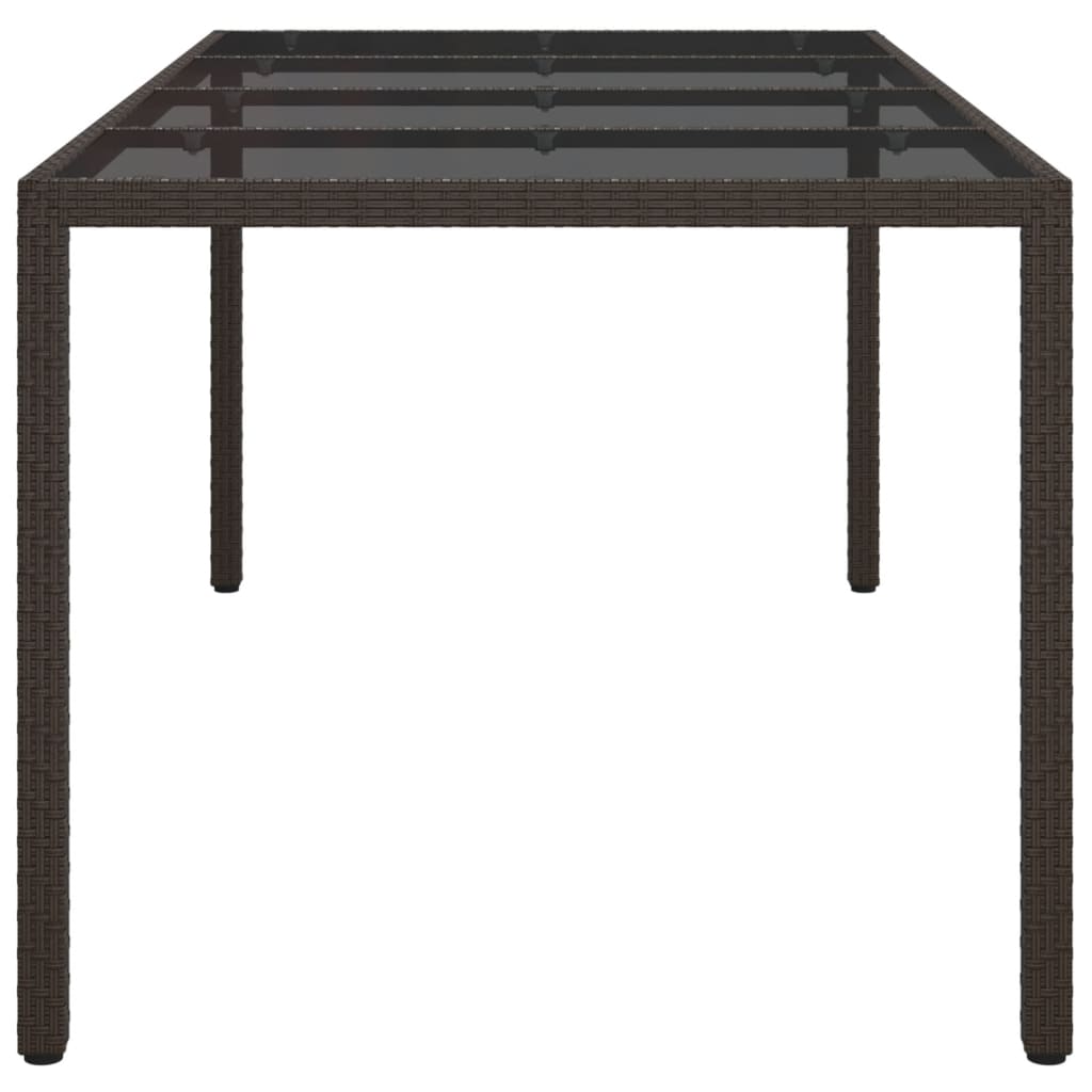 Table de jardin 190x90x75 cm verre trempé poly rotin noir