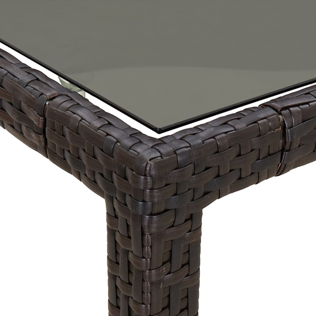 Table de jardin 190x90x75 cm verre trempé poly rotin noir