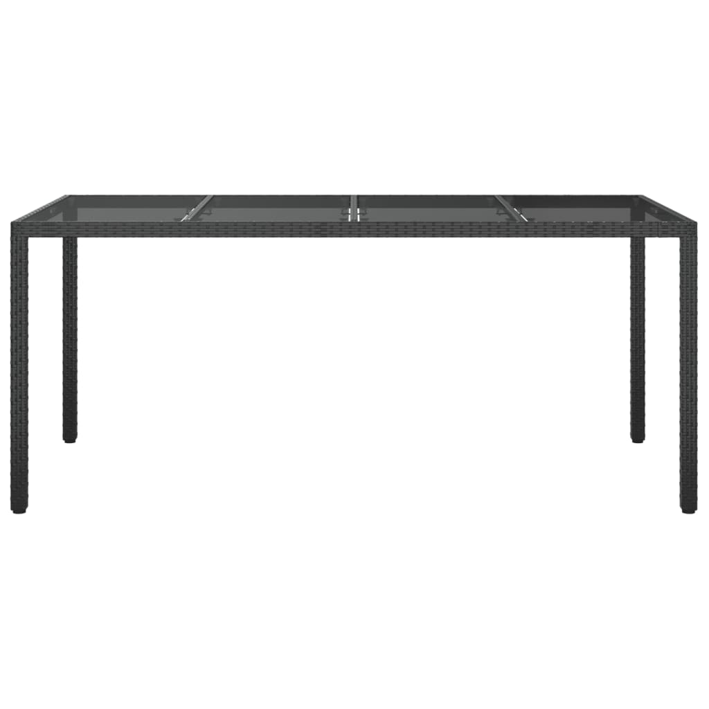 Tuintafel 190x90x75 cm gehard glas poly rattan black