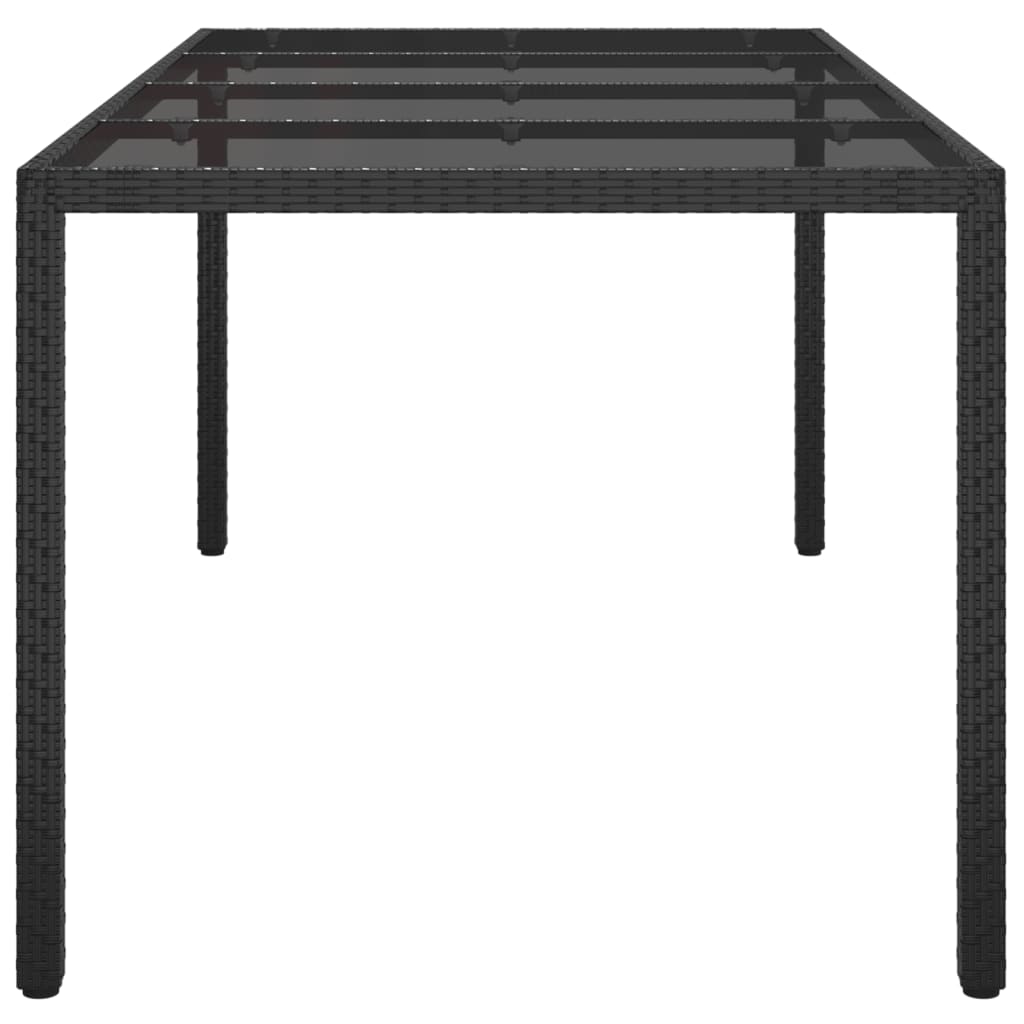 Tuintafel 190x90x75 cm gehard glas poly rattan black