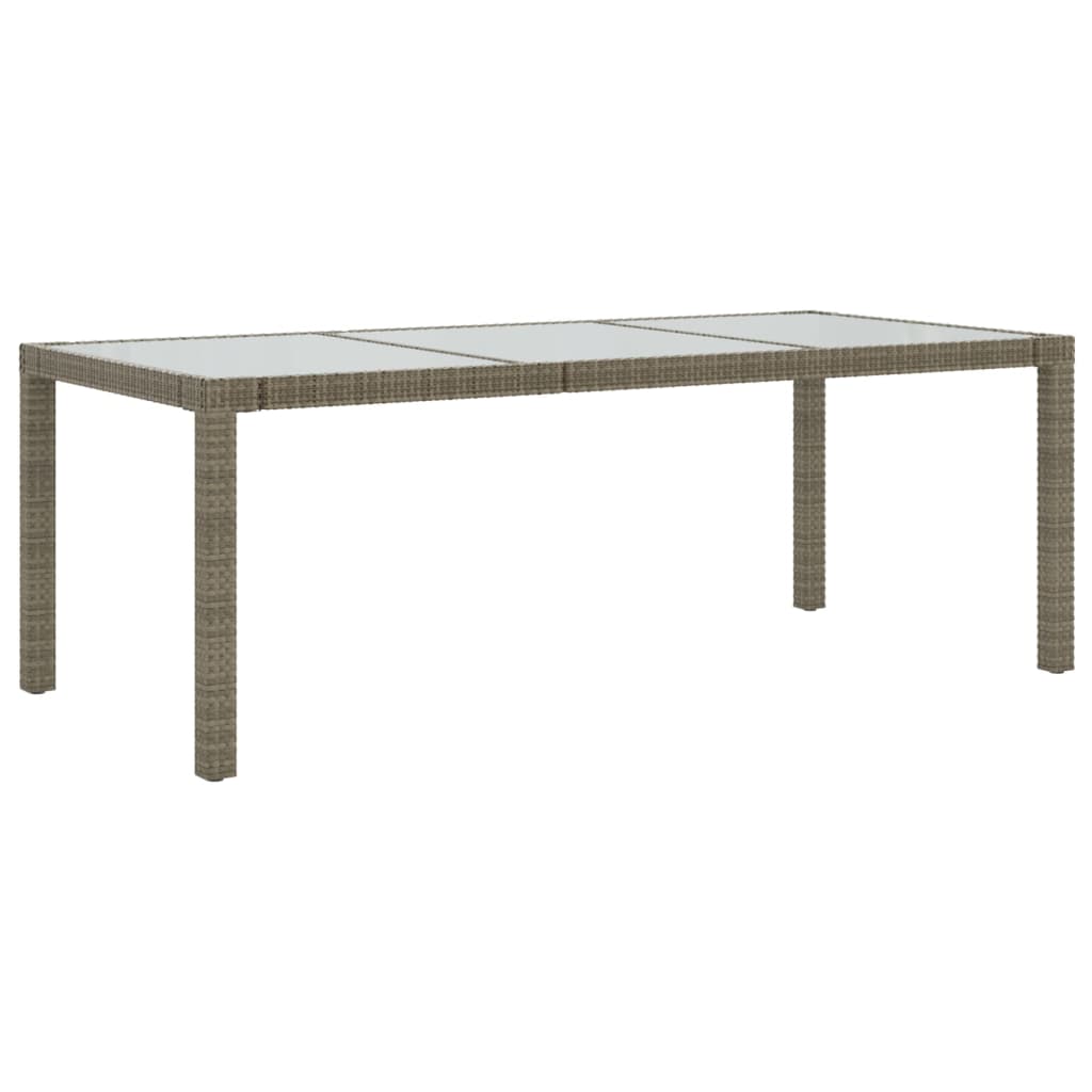 Tuintafel 190x90x75 cm gehard glas poly rattan black