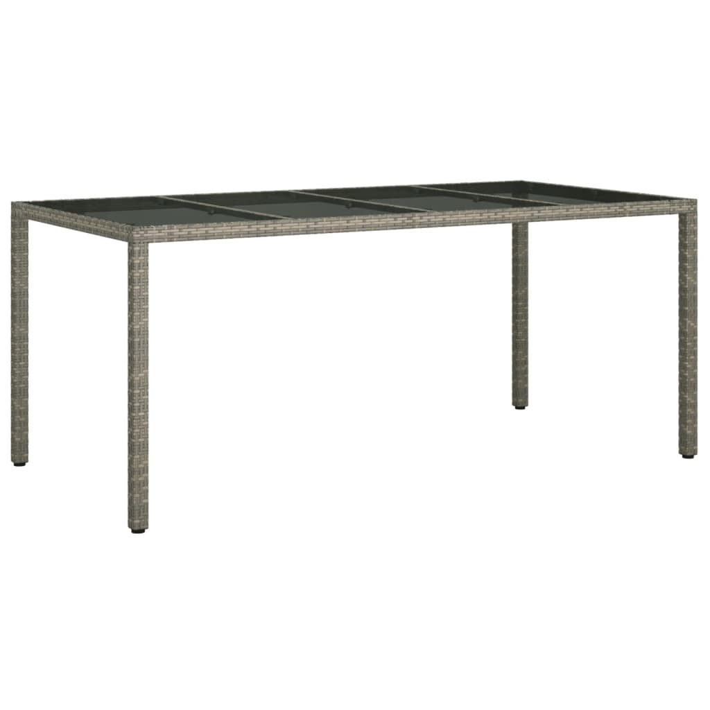 Tuintafel 190x90x75 cm gehard glas poly rattan black