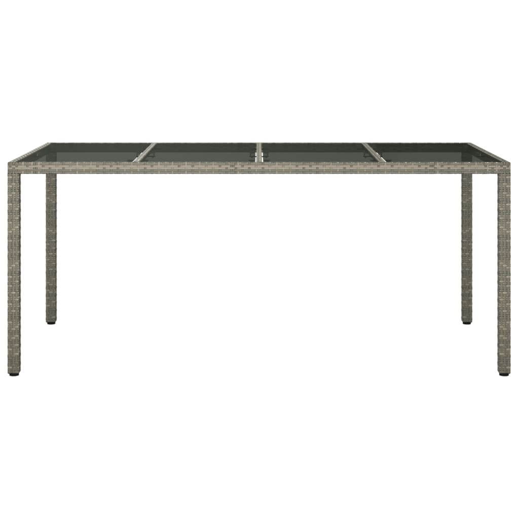 Tuintafel 190x90x75 cm gehard glas poly rattan black