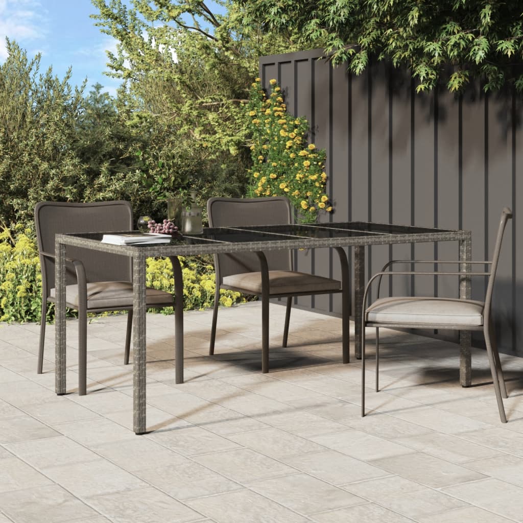 Tuintafel 190x90x75 cm gehard glas poly rattan black