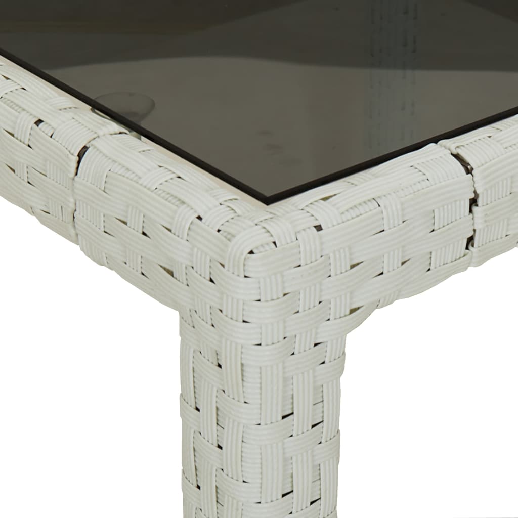 Table de jardin 190x90x75 cm verre trempé poly rotin noir