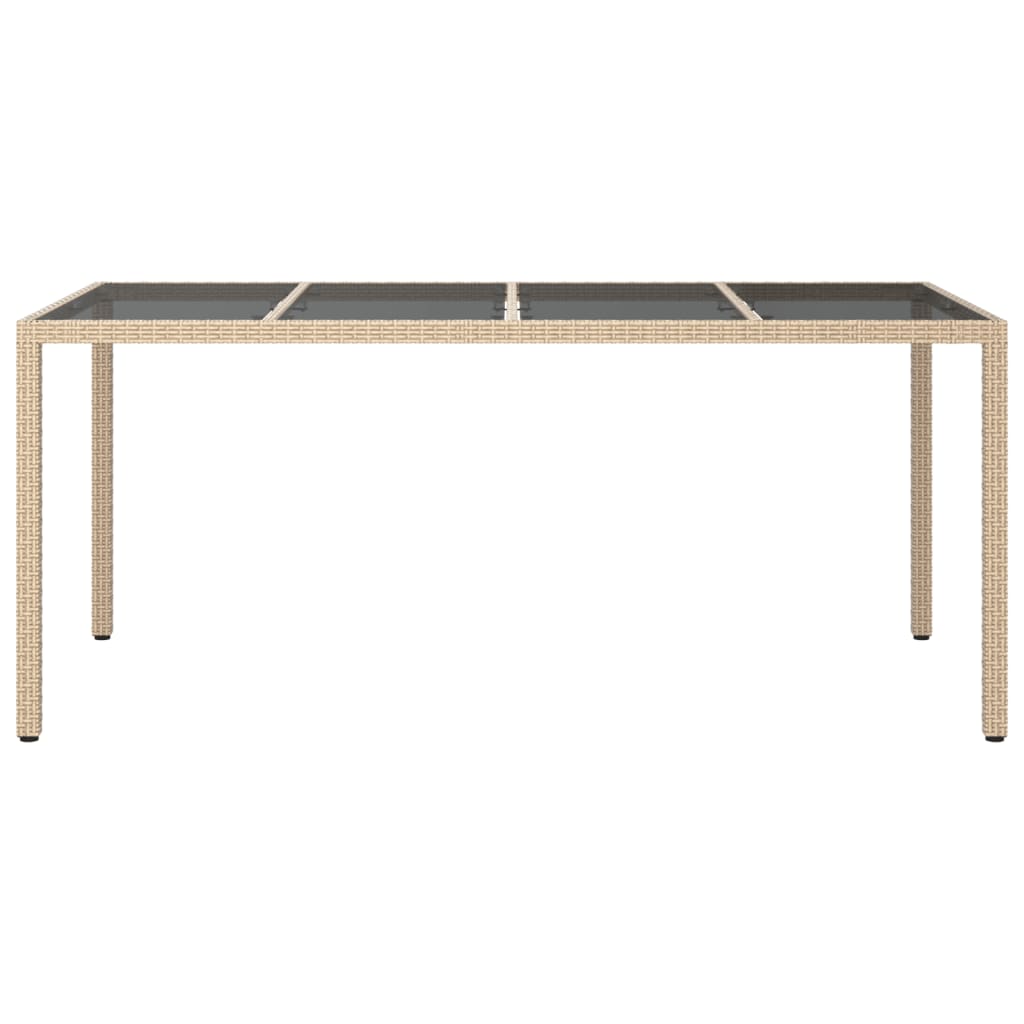 Tuintafel 190x90x75 cm gehard glas poly rattan black