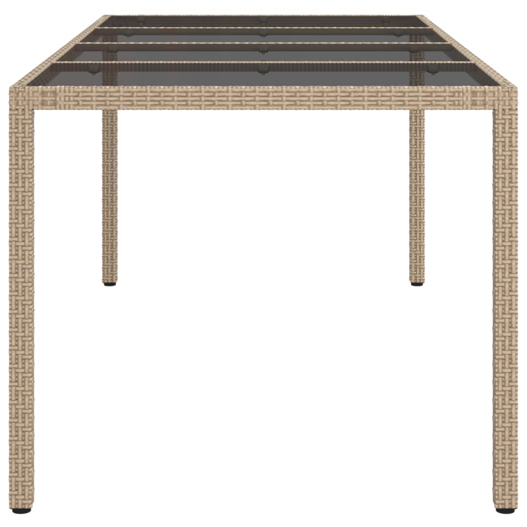 Tuintafel 190x90x75 cm gehard glas poly rattan black