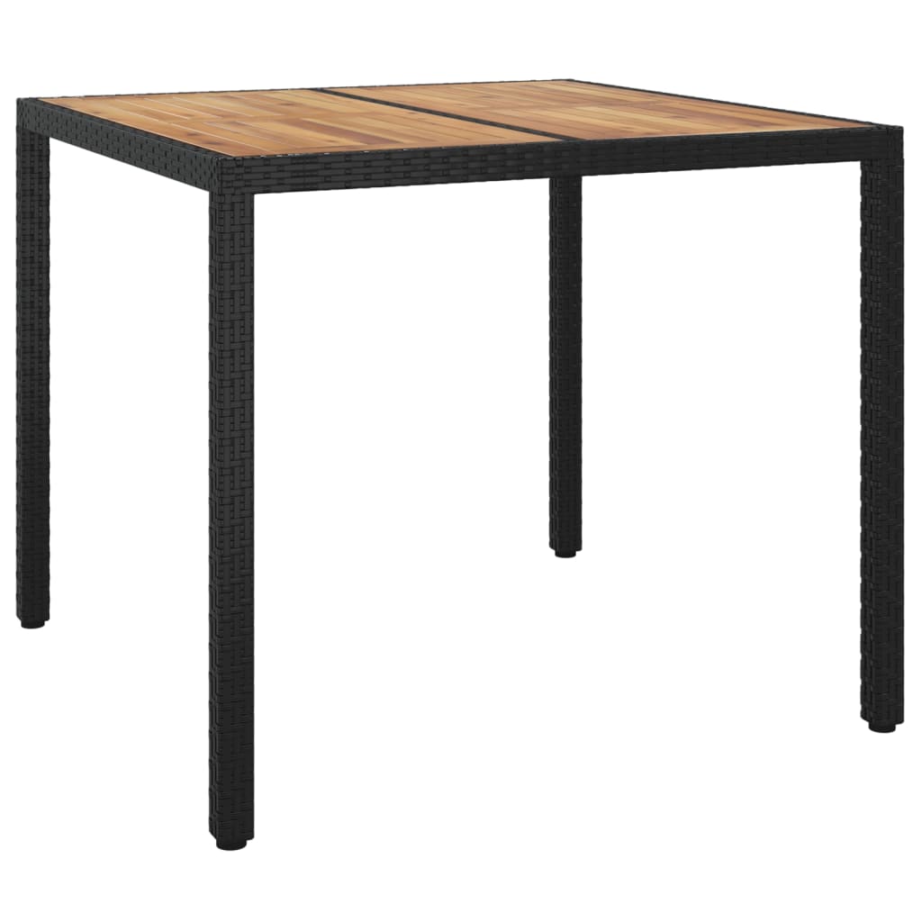 Table de jardin 190x90x75 cm poly rotin et bois d'acacia