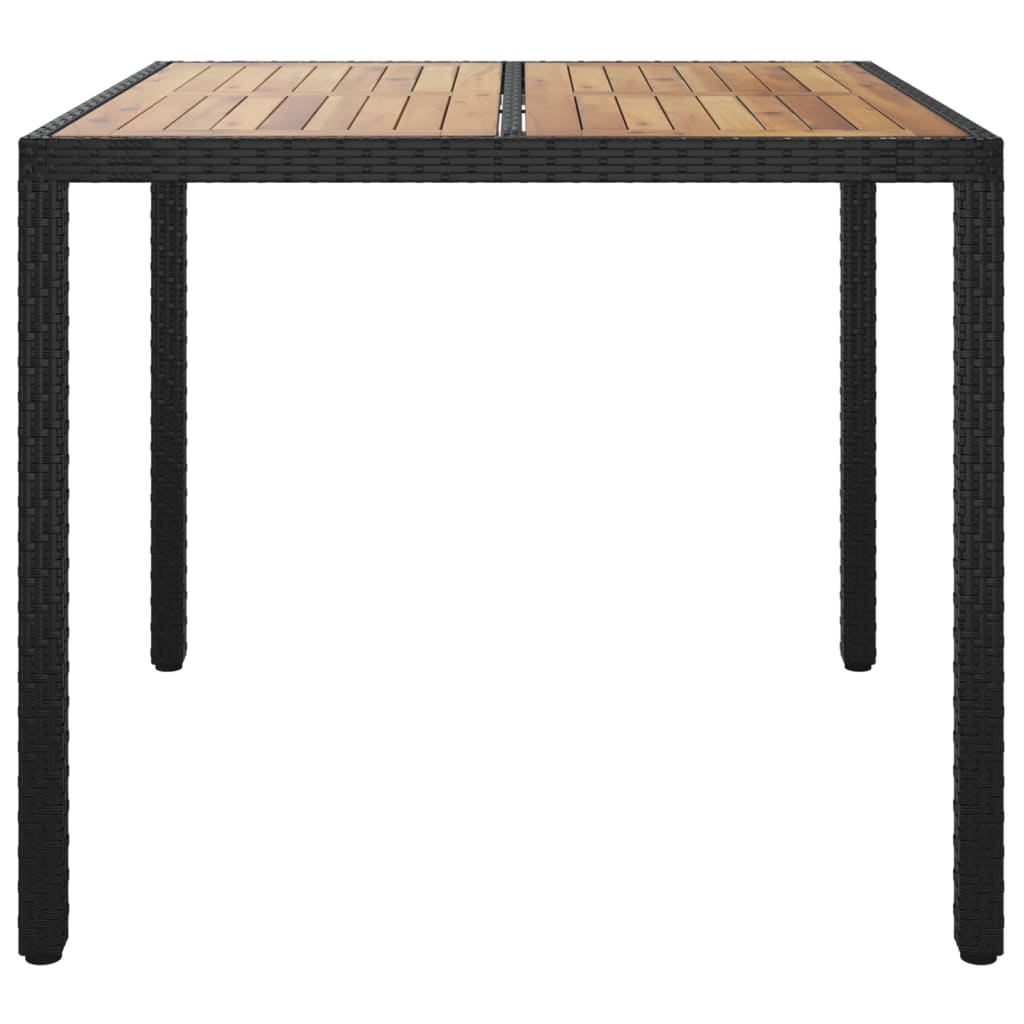 Table de jardin 190x90x75 cm poly rotin et bois d'acacia