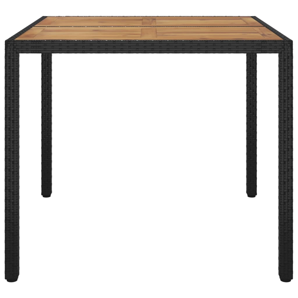 Table de jardin 190x90x75 cm poly rotin et bois d'acacia