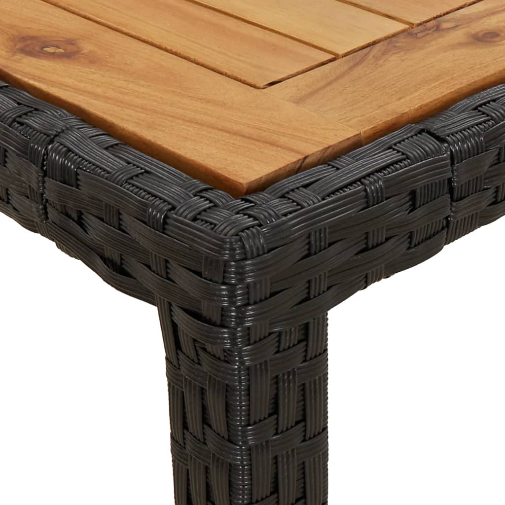 Table de jardin 190x90x75 cm poly rotin et bois d'acacia