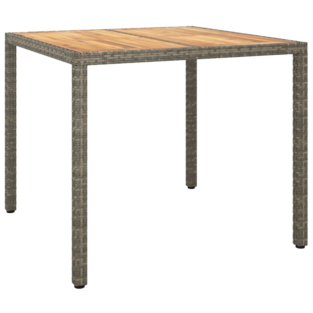 Table de jardin 190x90x75 cm poly rotin et bois d'acacia