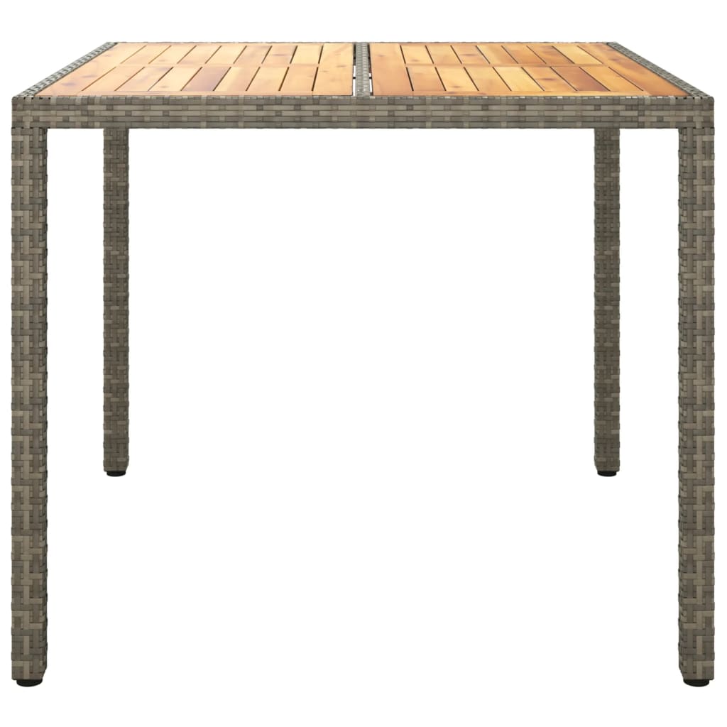 Table de jardin 190x90x75 cm poly rotin et bois d'acacia